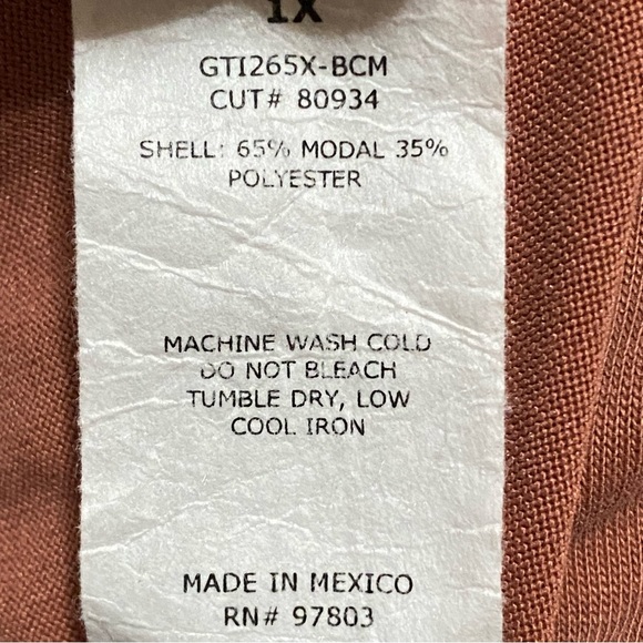 Green Envelope Light Brown Flowy Blouse 1X - Picture 4 of 4